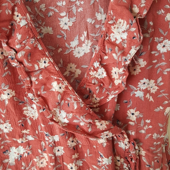 American eagle peach pink floral wrap hundreds XS - Picture 6 of 8